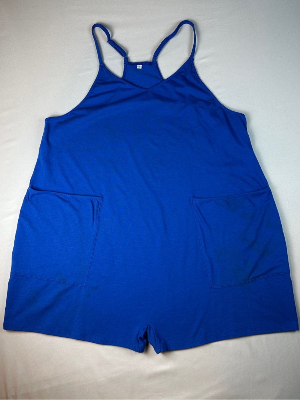Women’s Royal Blue Sleeveless One-Piece Romper Shorts Jumper Pockets